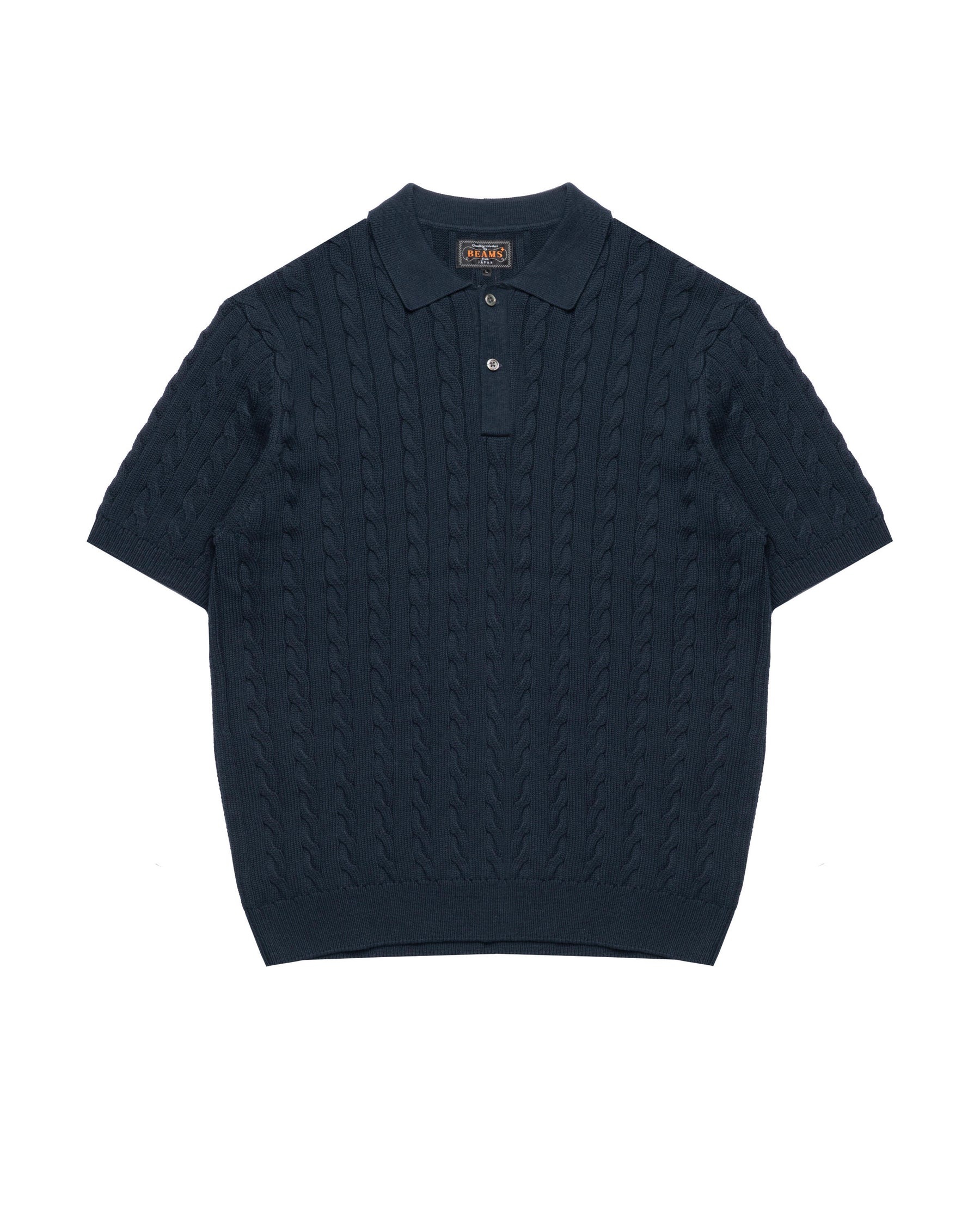 Beams+ Knit Polo Cable
