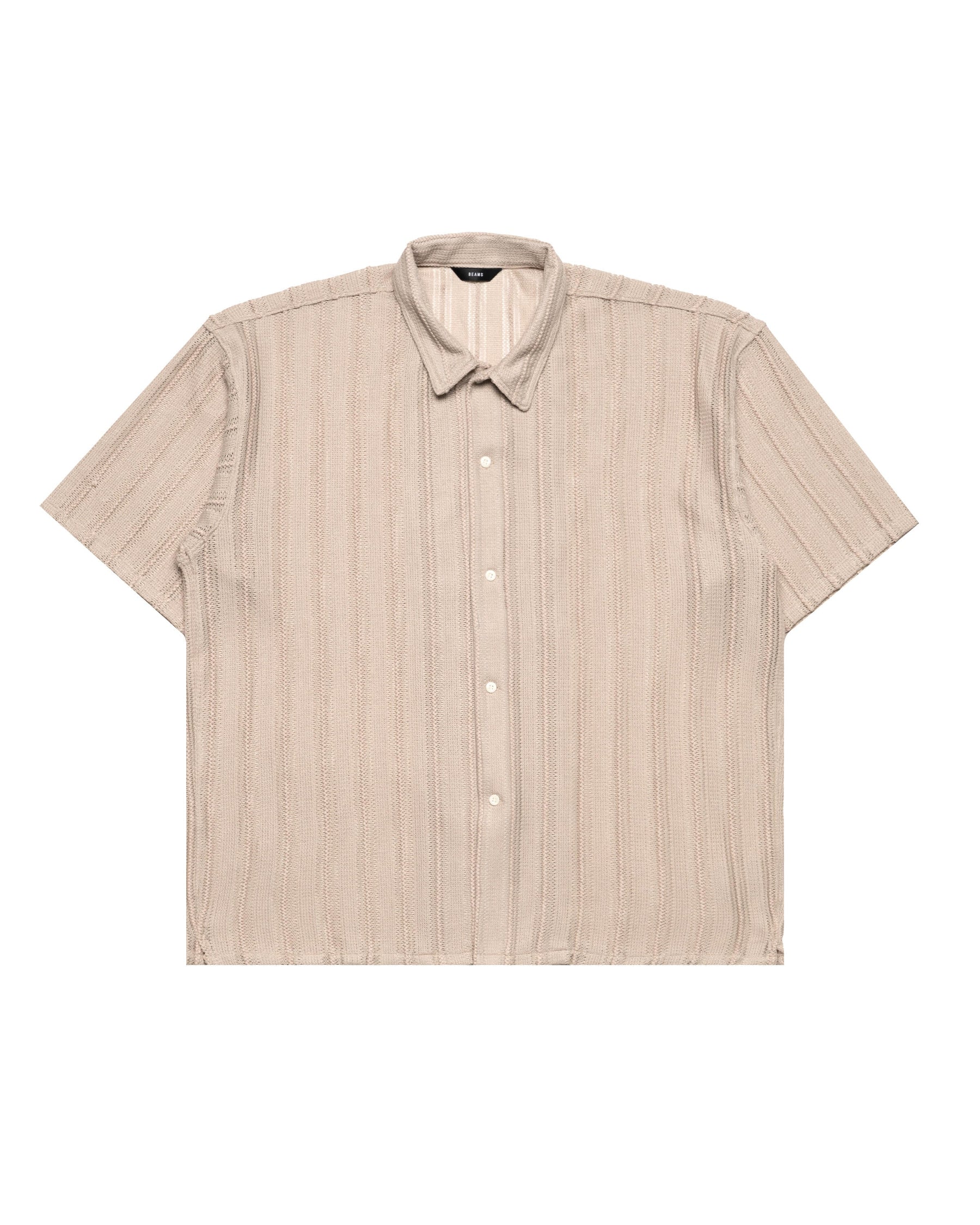 Beams MESH OPEN COLLAR SHIRT